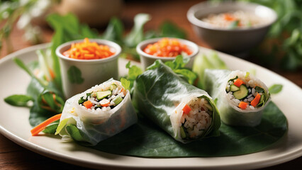 delve into the diverse array of garden-fresh vegetables featured in these spring rolls
