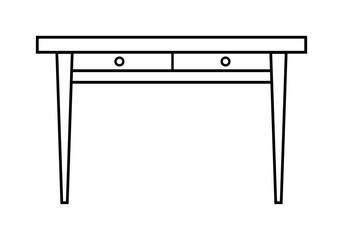 Icono negro de mesa en fondo blanco.