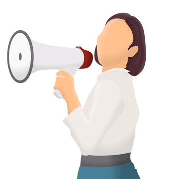 young woman talking in megaphone