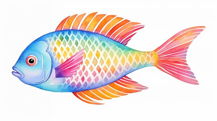 underwater fish sea animals. ocean life watercolor