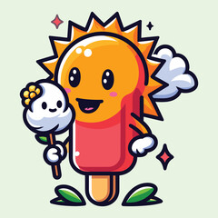 Cute Ice Cream Cartoon Mascot Character Vector Icon Illustration
