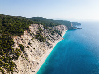 Scenic Turquoise Sea Water and Shoreline near Porto Katsiki, Lefkada, Greece - 707865891