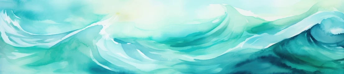 Fotobehang Koraalgroen Water waves blue, turquoise, ocean, sea wave, background, wallpaper, generative AI
