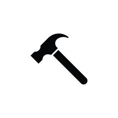 Hammer icon. Simple solid style. Hummer, metal, tool, hit, carpentry, construct, hardware, handyman, development concept. Black silhouette, glyph symbol. Vector isolated on white background. SVG.