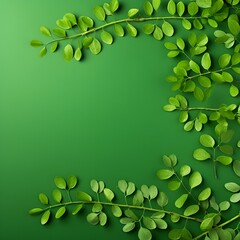 Green background with leaves