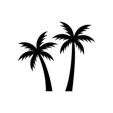 Palm tree silhouette icon vector, Palm tree vector illustration, coconut tree icon vector illustration.