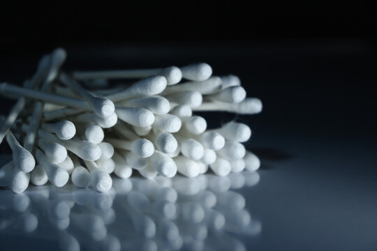 cotton swabs isolated on black