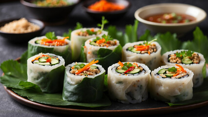 explores the creative combinations of vegetables, herbs, and spices used in these spring rolls