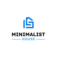 Vector minimalist of letter L S or S L with monogram real estate house logo design template