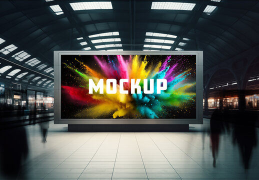 Subway Advertising Billboard Mockup. Ai Generated
