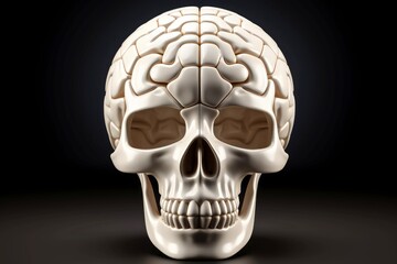 Close-up, 3d mockup of abstract skull with minimal background