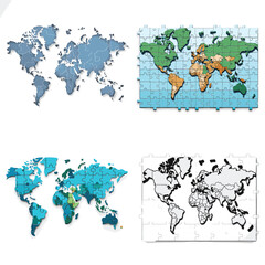 very simple isolated line styled vector illustration of World Map Puzzle isolated in white background