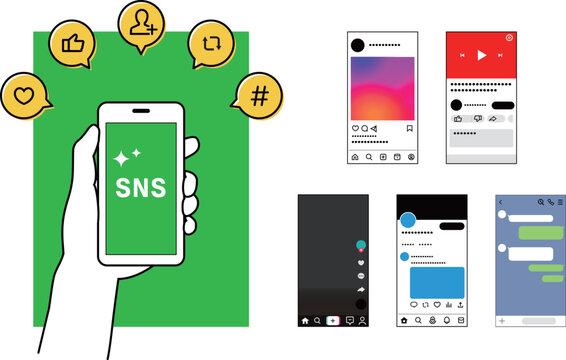 SNSのスマホ画面素材セット