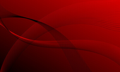 red smooth lines wave curves on gradient abstract background