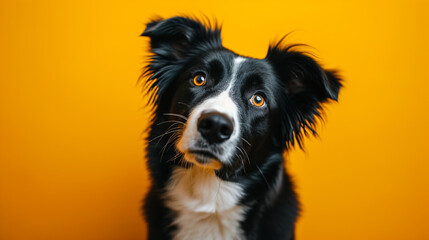Fototapeta premium Cute dog tilted his head to the side. 