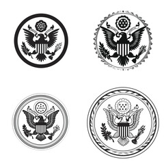 very simple isolated line styled vector illustration of Embassy Seal isolated in white background