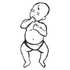 hand drawn baby figure sketch vector