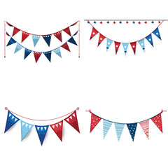 Obraz premium very simple isolated line styled vector illustration of Red, White, and Blue Bunting isolated in white background