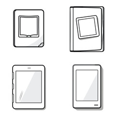 very simple isolated line styled vector illustration of E-book Reader Device isolated in white background