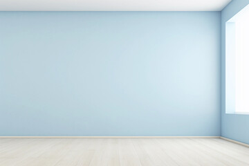 Neutral dusty blue color empty room with light from window in modern interior. Wall scene mockup...