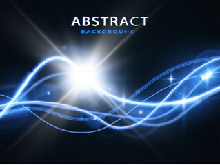 Light blue trail wave vector.Glowing smooth curved lines.Laser wave,glowing light effect,blue trail.
