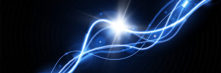 Light blue trail wave vector.Glowing smooth curved lines.Laser wave,glowing light effect,blue trail.
