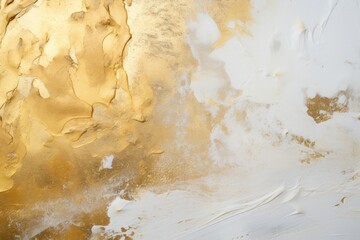 Gold closeup of impasto abstract rough white art painting texture
