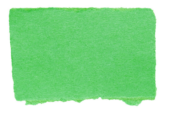 Single piece of isolated ripped blank green paper with rough edges and copy space for text on white or transparent background, png design element
