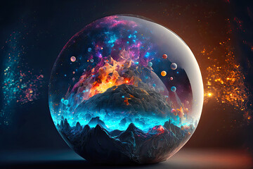 Globe with Universe Inside. Generative AI
