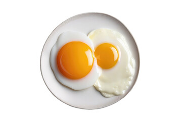Fried egg isolated on transparent or white background. Top view. Flat lay