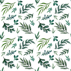 Watercolor seamless pattern of leaves , seamless pattern with leaves