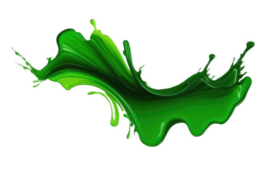 green stroke of paint isolated on white or transparent background
