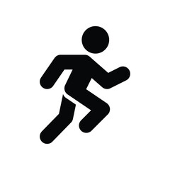 Run icon. Simple solid style. Running man, person, active, action, runner, athlete, sprint, fast, people, sport concept. Black silhouette, glyph symbol. Vector isolated on white background. SVG.