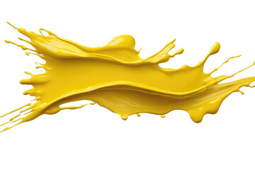Yellow stroke of paint isolated on white or transparent background