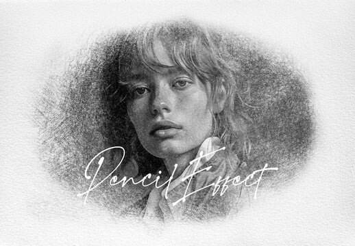 Pencil Drawing Photo Effect Mockup With Generative AI