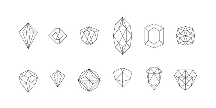 Faceted gem collection - isolated vector object set