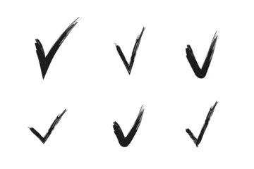 Fotobehang Hand drawn tick mark collection - vector check symbol set © Tupungato