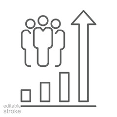 Population growth icon. Simple outline style. Increase social development, economic evolution, global demography graph concept. Thin line symbol. Vector illustration isolated. Editable stroke.