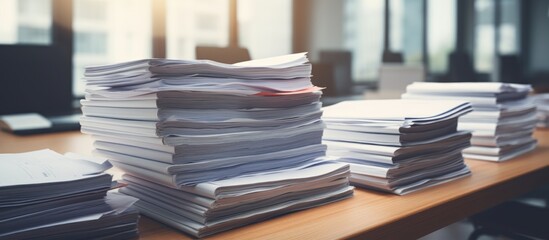 Stacked legal documents on desk for real estate buyers as evidence of possession. - obrazy, fototapety, plakaty