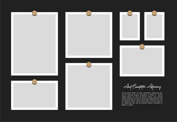 Pictures or photos frame collage. comics page grid layout abstract photo frames and digital photo wall template