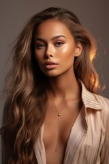 Naklejka premium Portrait Beautiful Woman in Boho Blazer