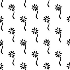set of black and white flowers seamless pattern tattoo design plant nature leaf symbol sign art icon silhouette element fabric textile tile design vector