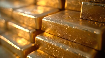 Shimmering gold bullion symbolizing wealth and a stable investment
