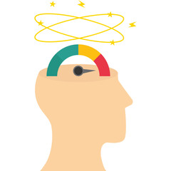 stress concept. a stressed businessman, Jane, a stressed businessman with a big head indicator. Deadline pressure, stressful work. Character illustrations

