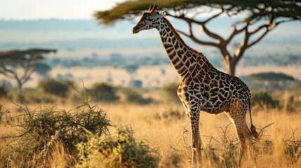 Obraz premium Embark on a thrilling safari adventure, capturing the essence of Africa's wildlife shots of safari animals in their natural habitats as elephant, tiger, giraffe, zebra