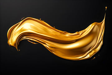 splashes of   golden     paint, soft lines on a    black background, 3d illustratioin, generated ai