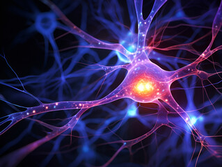 Neural network in the brain,nervous system, a closeup of a cell