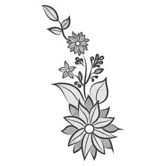 Free vectore art and hand drawing flower art black and white flat design outline illustration.