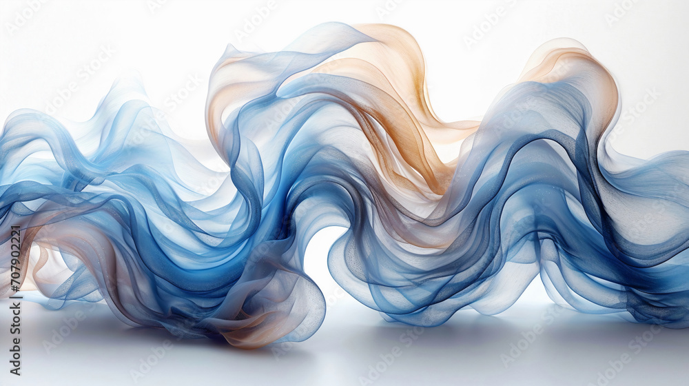 Poster abstract background with wavy waves and lines. blue and green waves. generative ai