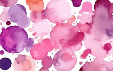 Abstract background with pink and purple stains of watercolor on white. 